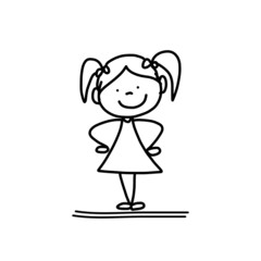 hand drawing cartoon character happy kids