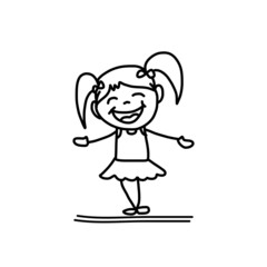hand drawing cartoon character happy kids