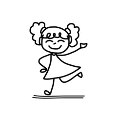 hand drawing cartoon character happy kids