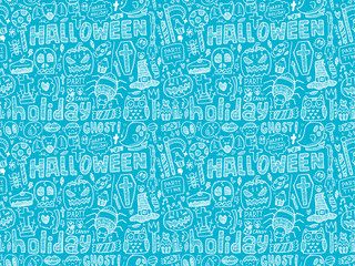 seamless doodle halloween holiday background