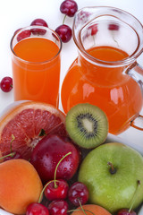 fresh healthy multivitamin juice of several fruits