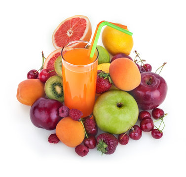 fresh healthy multivitamin juice with several fruits