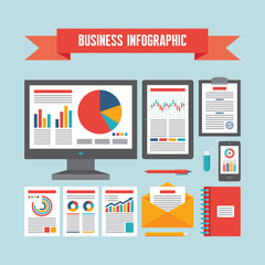 Business Infographic Concept in Flat Design Style