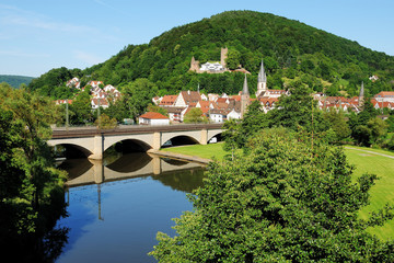 Fototapeta na wymiar Gemünden am Main, Blick auf die Altstadt mit Scherenburg
