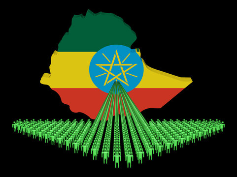 Arrow of people with Ethiopia map flag illustration
