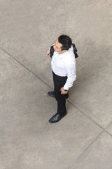 Top view of businessman