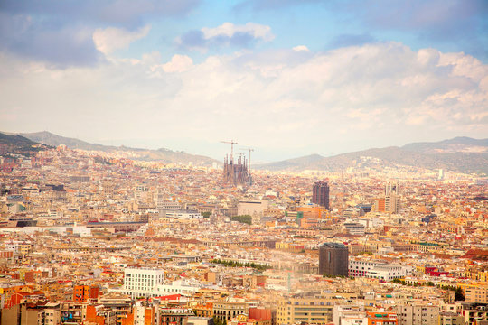 view of Barcelona from the top in summer
