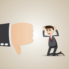 cartoon sadness businessman with thumb down