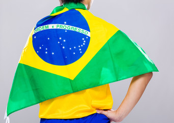 Football player with Brazil flag