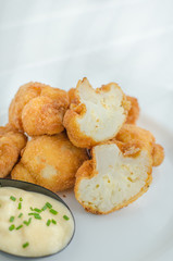 Fried cauliflower with homemade mayonnaise