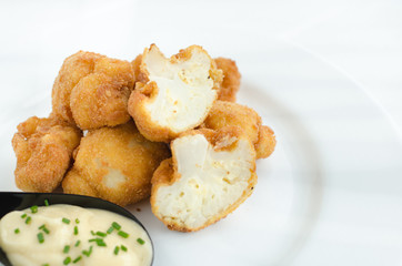 Fried cauliflower with homemade mayonnaise