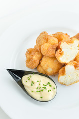 Fried cauliflower with homemade mayonnaise