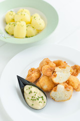 Fried cauliflower with homemade mayonnaise