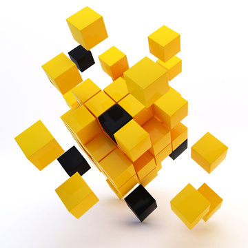 3d abstract colored cubes