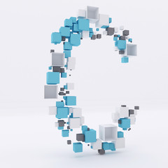 Fototapeta premium 3D letter C build out of cubes