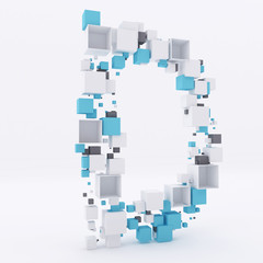 3D letter D build out of cubes