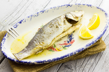 Sea bass baked
