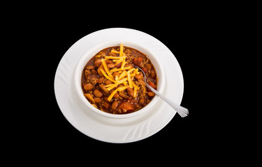 Chili with Cheese on Black