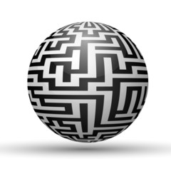 Endless maze with spherical shape, vector illustration