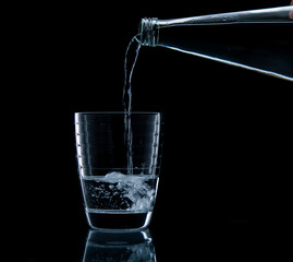 Pouring water on glass