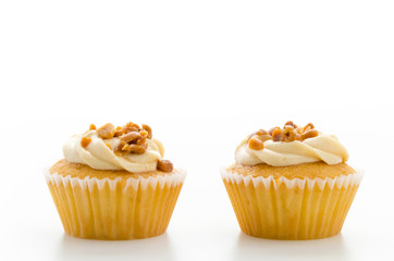 Nuts cupcake isolated on white background