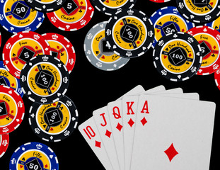 Poker chips Playing cards