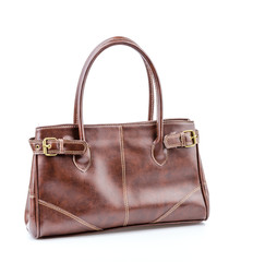 Woman leather bag isolated white background