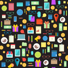 Business life seamless pattern. Flat symbols
