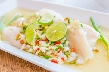 Steamed basa fish