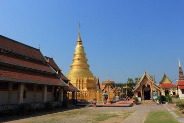 Naklejka premium Thai temple of buddhism,Wat Phra That Hariphunchai in lamphun