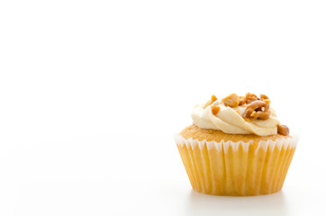 Nuts cupcake isolated on white background