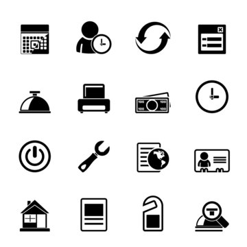 Silhouette reservation and hotel icons