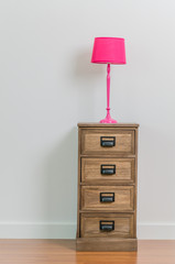 Lamp on bedside table