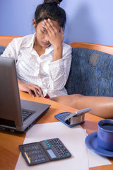 Young woman working with computer