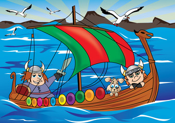 ilustracja dla dzieci wiking