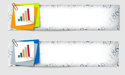 Obraz premium set of two banners with the texture of the numbers and graph
