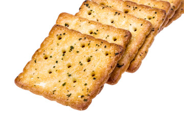 Vegetable crackers isolated on white