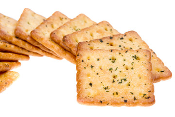 Vegetable crackers isolated on white