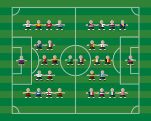 National  team players on soccer field