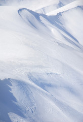 WInter snowy mountains landscape with blue sky