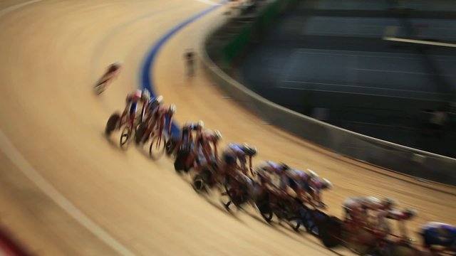 bicycle race speed blurred motion sequence