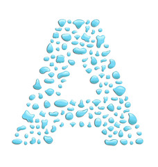 abstract letter a created with water drops