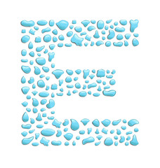 abstract letter e created with water drops