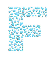 abstract letter f created with water drops