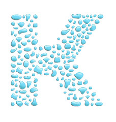 abstract letter k created with water drops