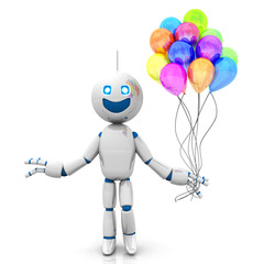 Cartoon Roboter mit Luftballons