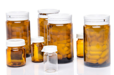 Brown bottles with pills