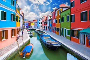 Plaid mouton avec motif Venise Venise, canal de l& 39 île de Burano