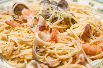 Spaghetti with seafood