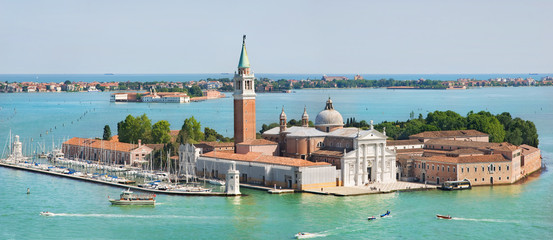 Fototapeta na wymiar San Giorgio Maggiore island and cathedral panorama, Venice